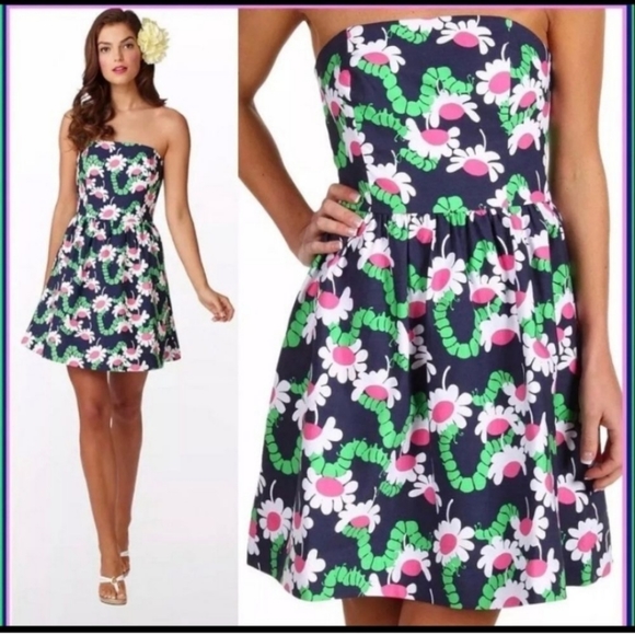 Lilly Pulitzer Dresses & Skirts - Lilly Pulitzer Floral Strapless Dress Size 0